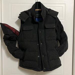 RW&Co men’s down jacket with removable sleeves and hood - medium